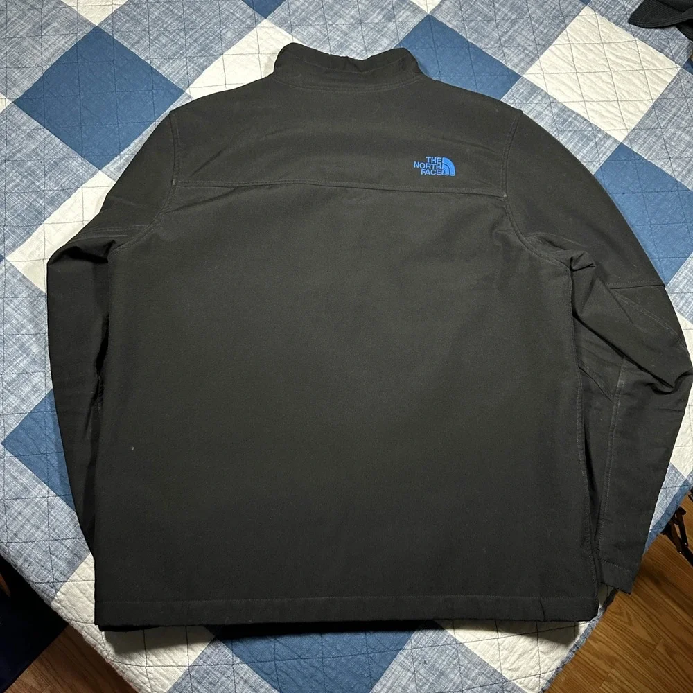 The North Face Mens Windwall Softshell Jacket Black Blue Zip Fleece‎ Lined L